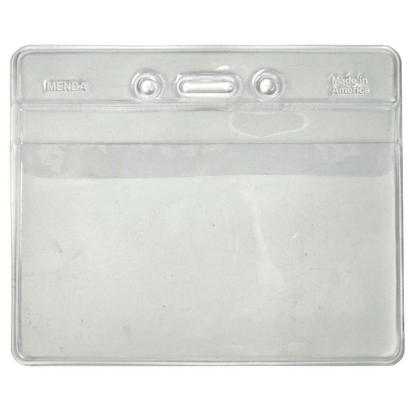 Horizontal Flap Closure Badge Holder, Clear, 3-7/8" x 2-5/8" Insert Size